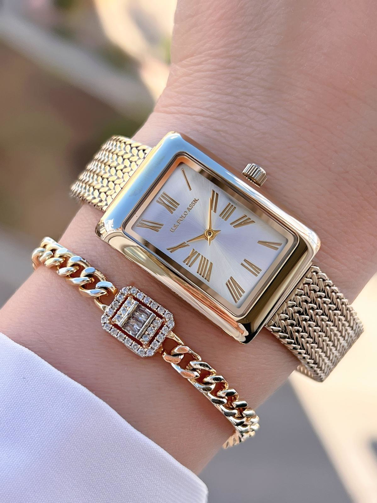 U.S.POLO ASSN Çelik Kordon 3 Atm Suya Dayanıklı Kadın Kol Saati+B