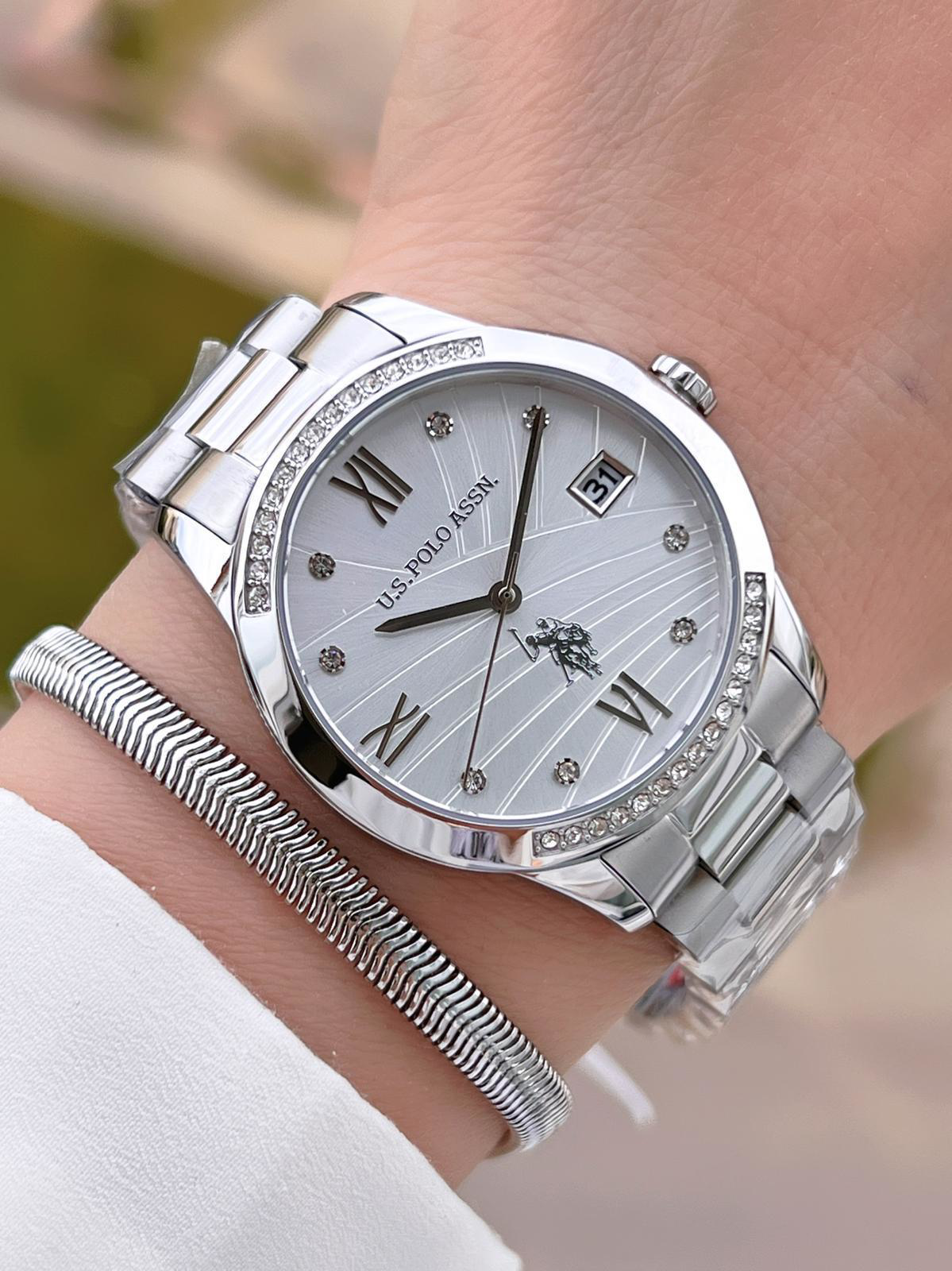 U.S.POLO ASSN Çelik Kordon 5 Atm Suya Dayanıklı Kadın Kol Saati+B