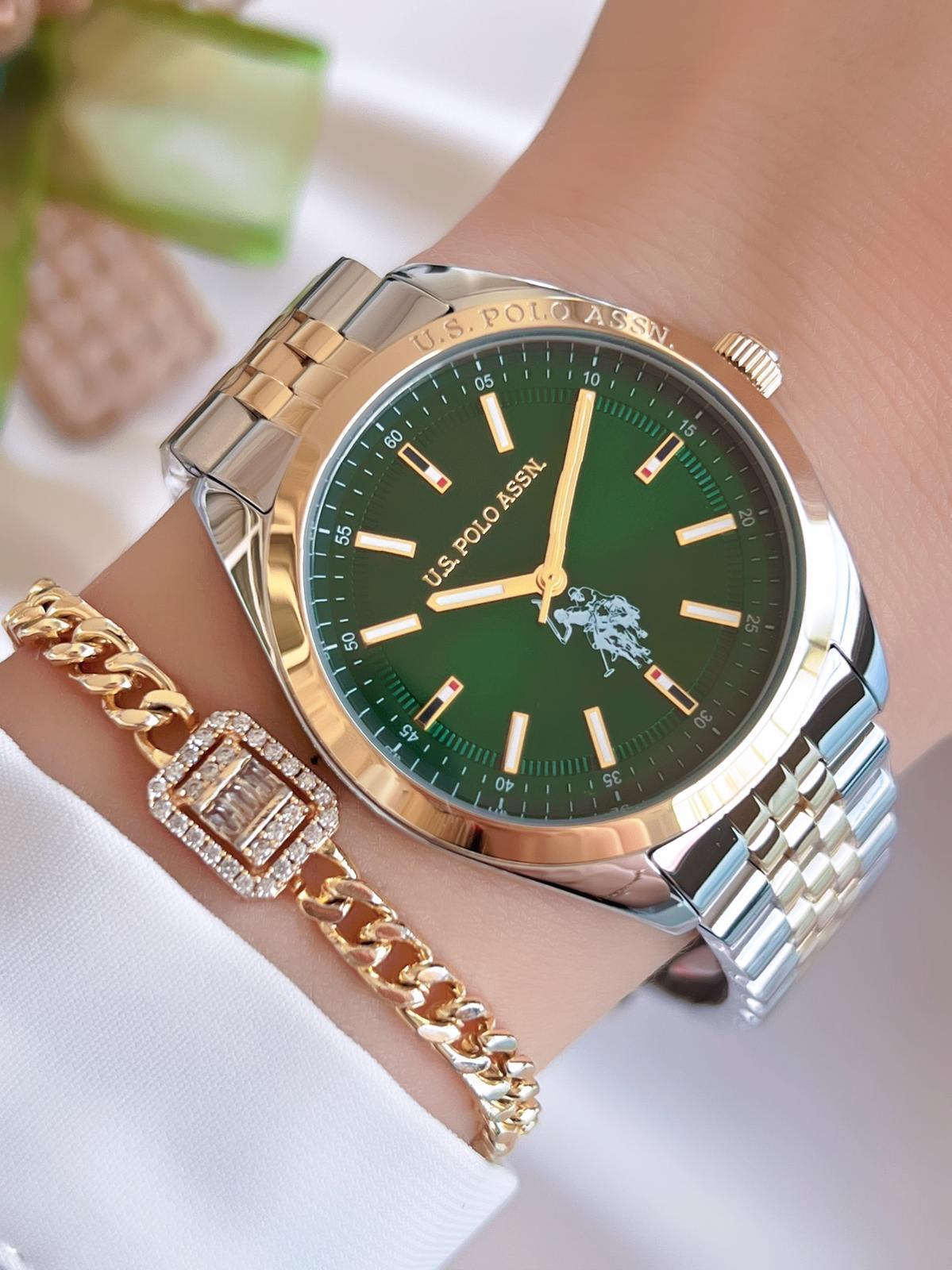 U.S.POLO ASSN Çelik Kordon 5 Atm Suya Dayanıklı Kadın Kol Saati+B