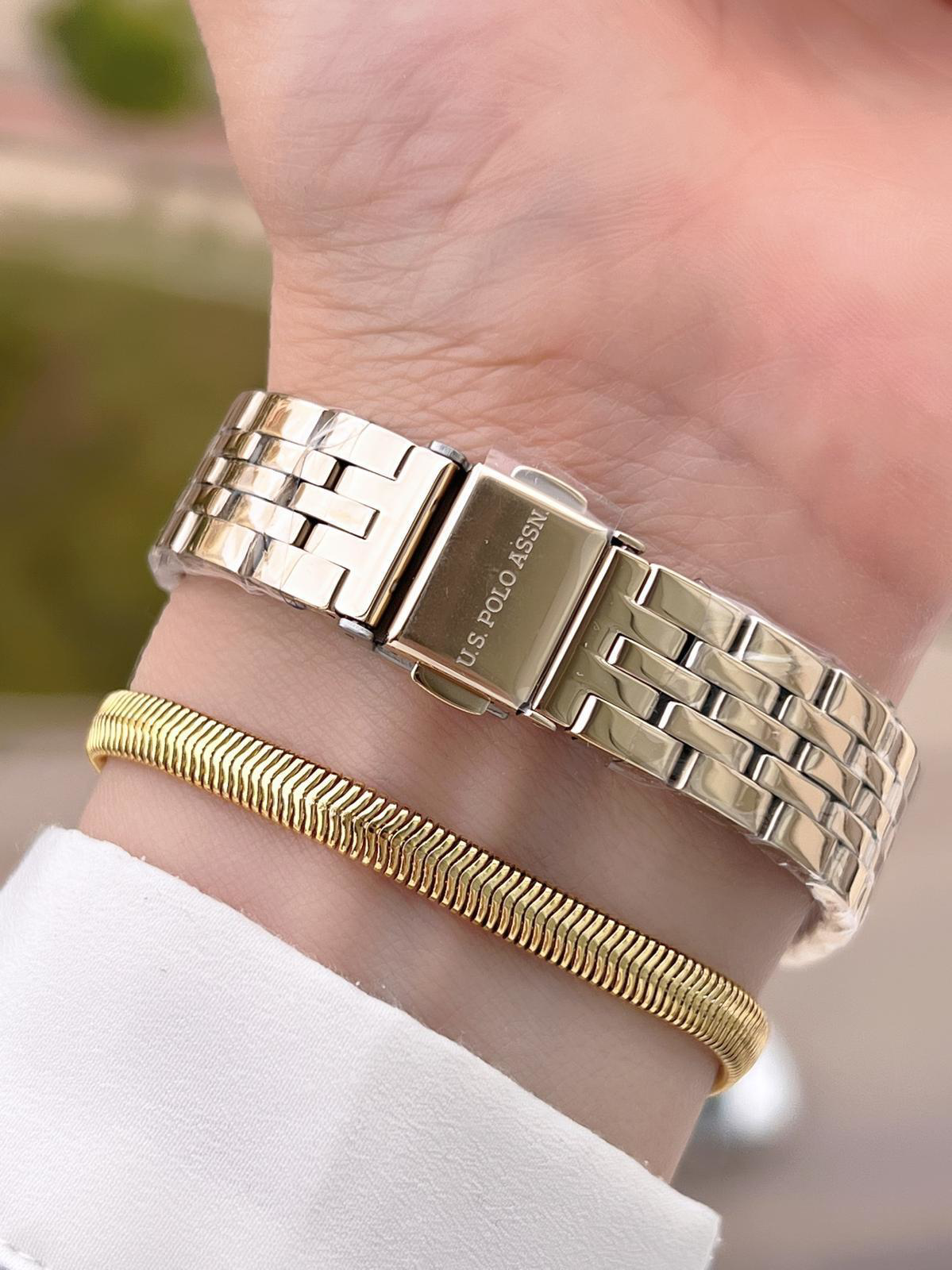 U.S.POLO ASSN Çelik Kordon 3 Atm Suya Dayanıklı Kadın Kol Saati+B