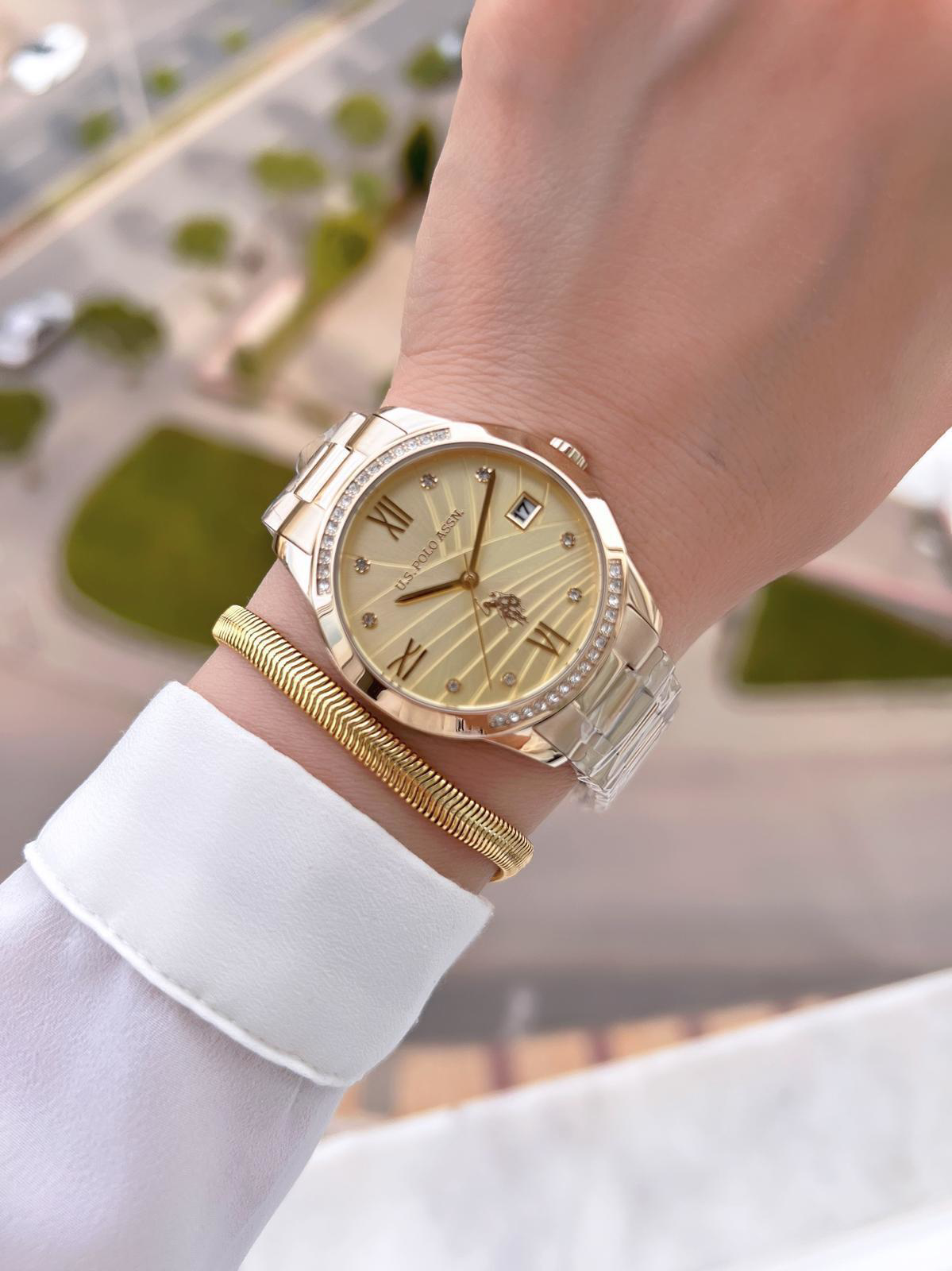 U.S.POLO ASSN Çelik Kordon 5 Atm Suya Dayanıklı Kadın Kol Saati+B