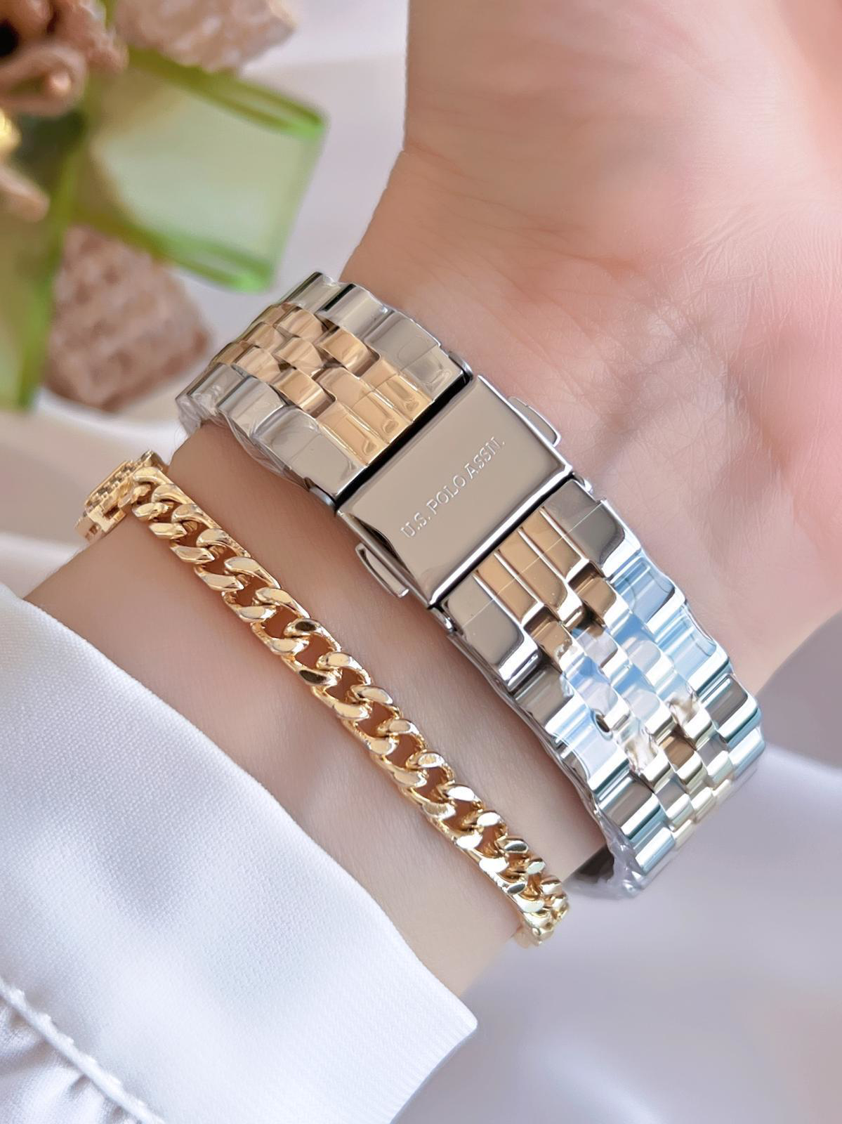 U.S.POLO ASSN Çelik Kordon 5 Atm Suya Dayanıklı Kadın Kol Saati+B