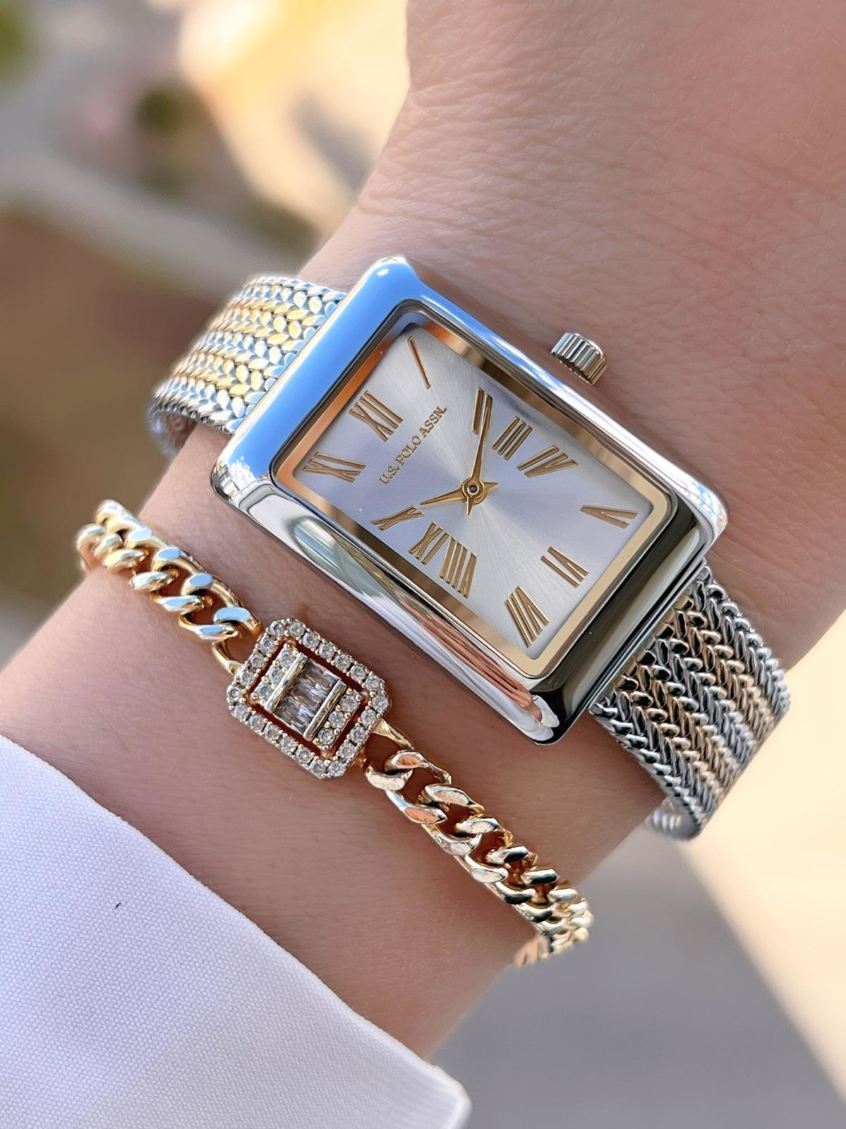 U.S.POLO ASSN Çelik Kordon 3 Atm Suya Dayanıklı Kadın Kol Saati+B