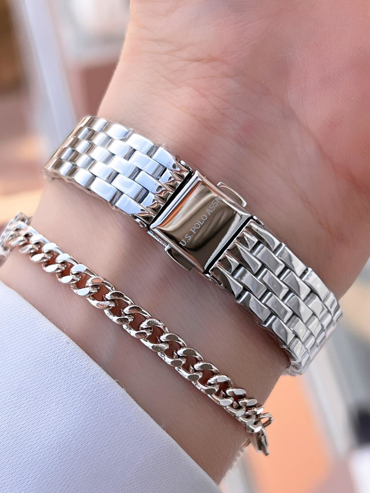 U.S.POLO ASSN Çelik Kordon 5 Atm Suya Dayanıklı Kadın Kol Saati+B