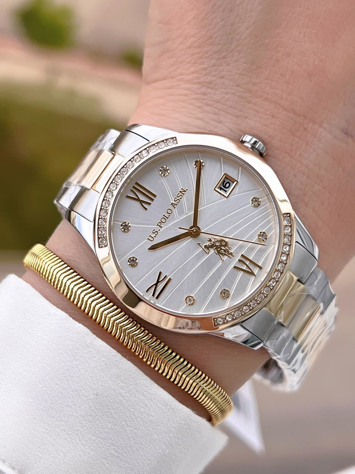 U.S.POLO ASSN Çelik Kordon 5 Atm Suya Dayanıklı Kadın Kol Saati+B