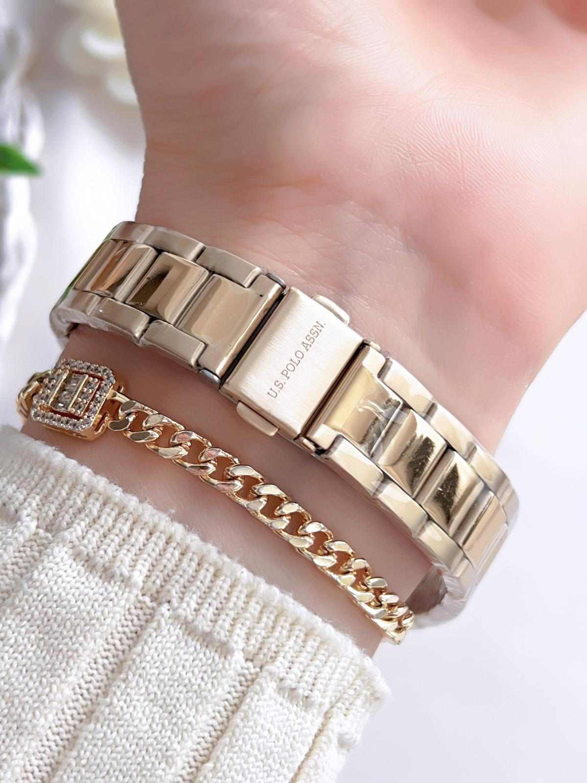 U.S.POLO ASSN Çelik Kordon 5 Atm Suya Dayanıklı Kadın Kol Saati+B