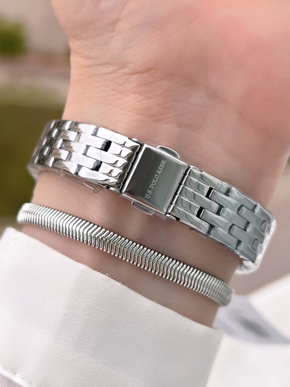 U.S.POLO ASSN Çelik Kordon 3 Atm Suya Dayanıklı Kadın Kol Saati+B