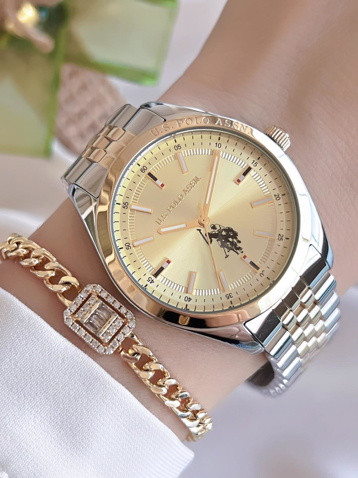 U.S.POLO ASSN Çelik Kordon 5 Atm Suya Dayanıklı Kadın Kol Saati+B