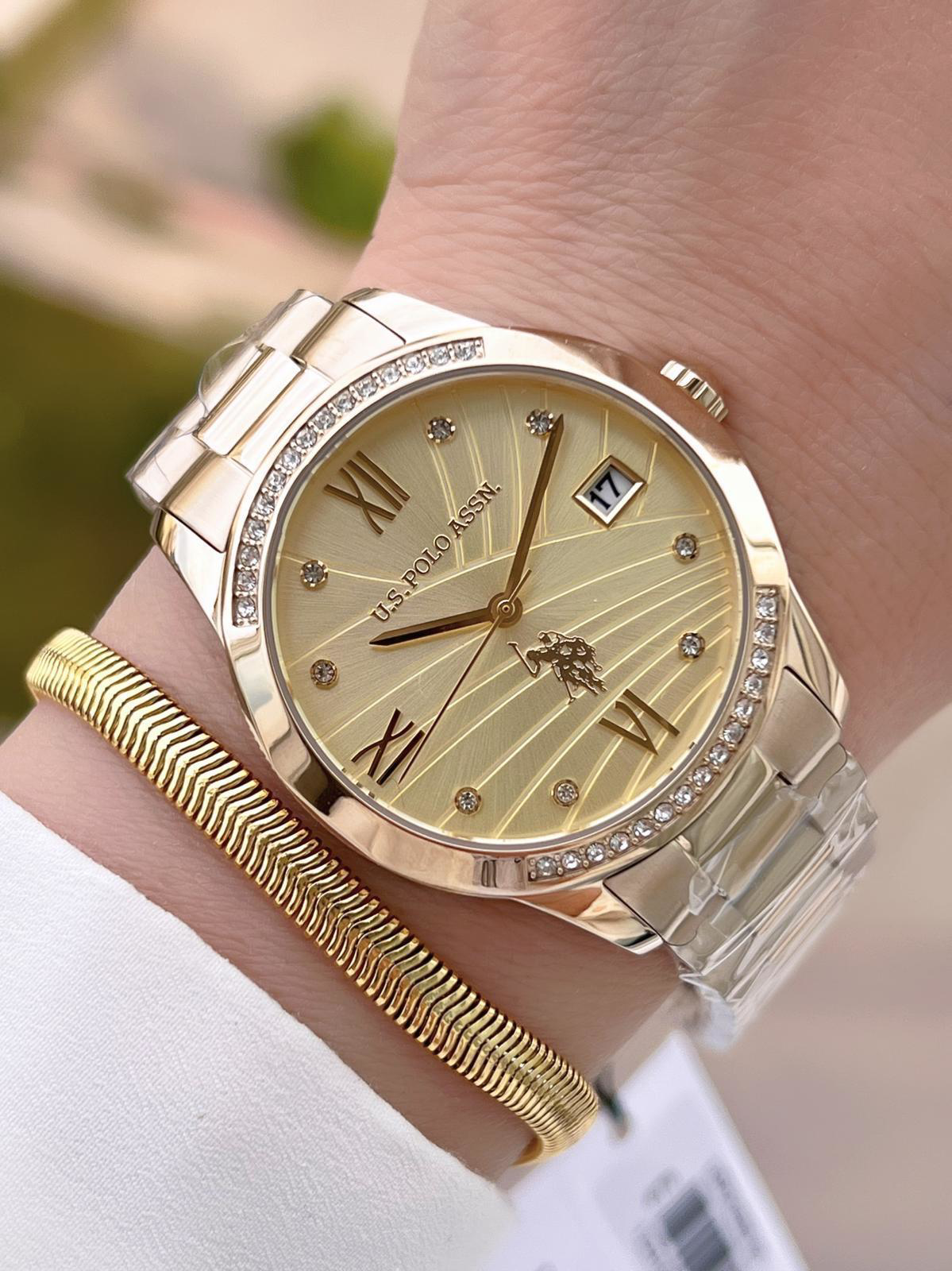 U.S.POLO ASSN Çelik Kordon 5 Atm Suya Dayanıklı Kadın Kol Saati+B