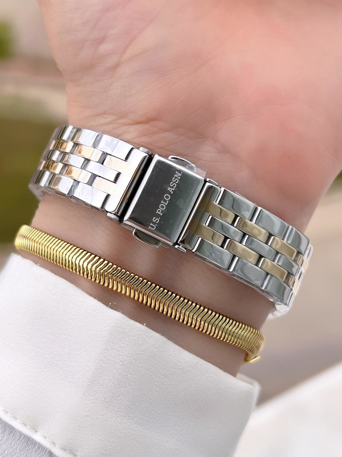 U.S.POLO ASSN Çelik Kordon 3 Atm Suya Dayanıklı Kadın Kol Saati+B