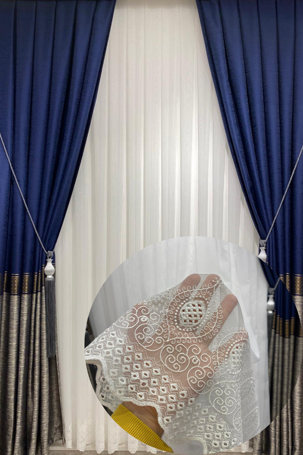 Özgün Home Üst Kalite Etek Nakişli (1/2,5 Normal Pile) Tül Perde