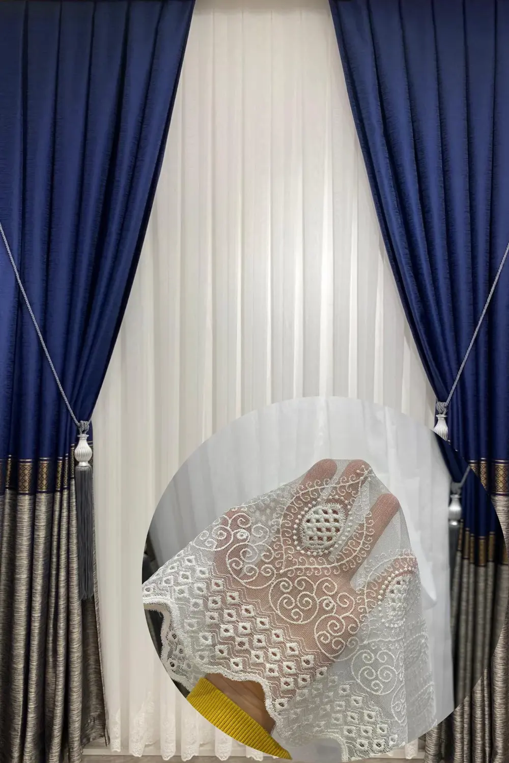Üst Kalite Etek Nakışlı (1/2,5 Normal Pile) Tül Perde