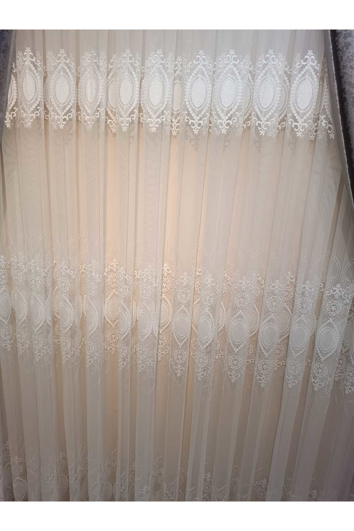 Özgün Home Üst Kalite Nakışlı Tül Perde (Sık 1X3 Pile)