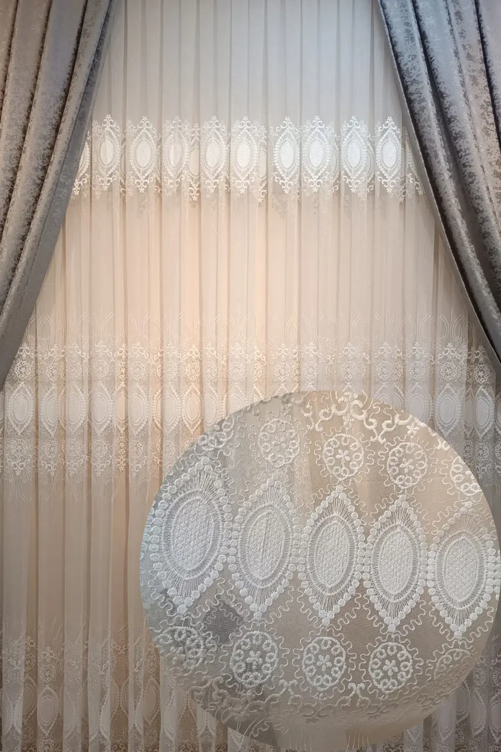 Üst Kalite Nakışlı Tül Perde (Normal 1x2,5 Pile)