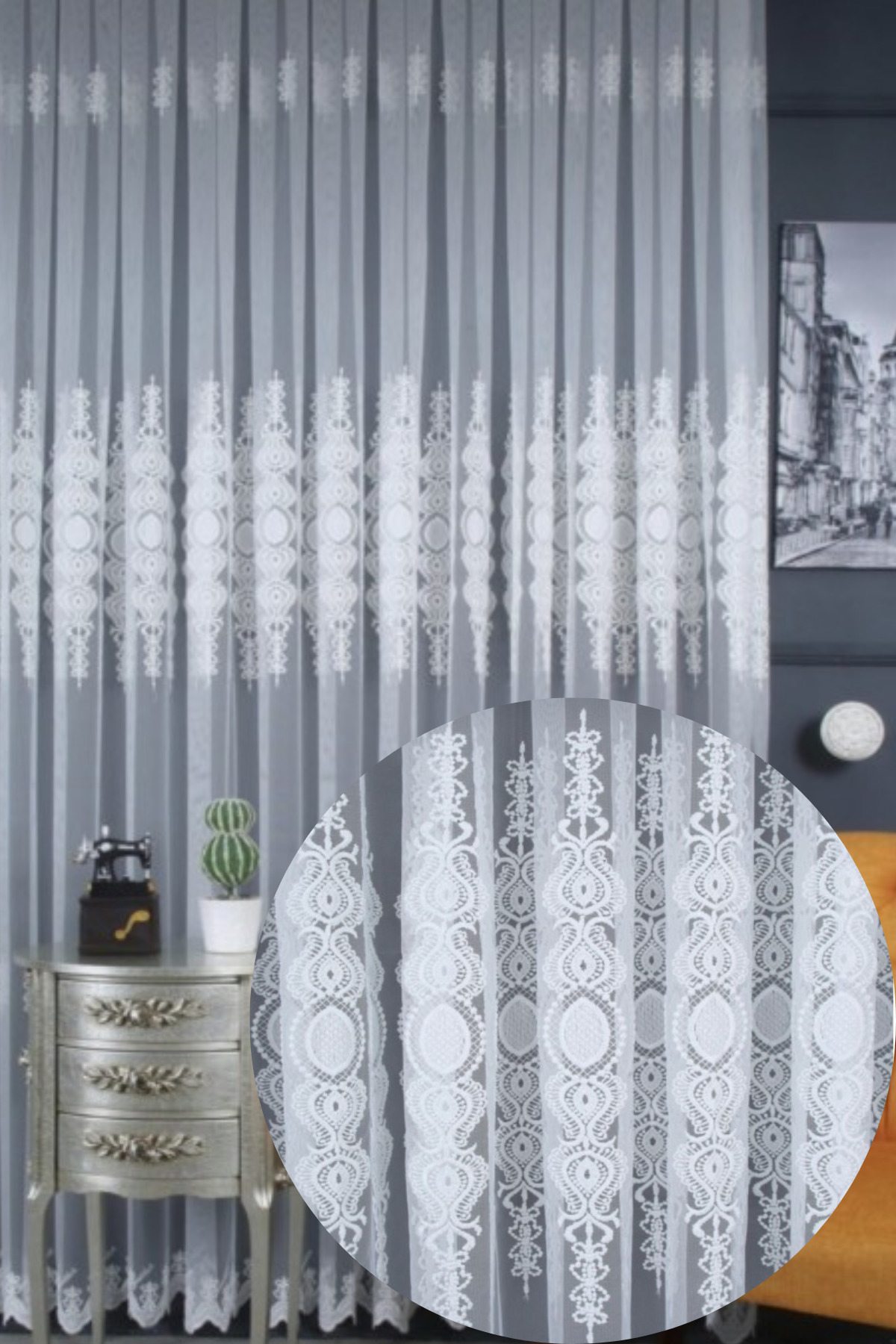 Özgün Home Üst Kalite Sanal Nakışlı Tül Perde (1X3 Pile)