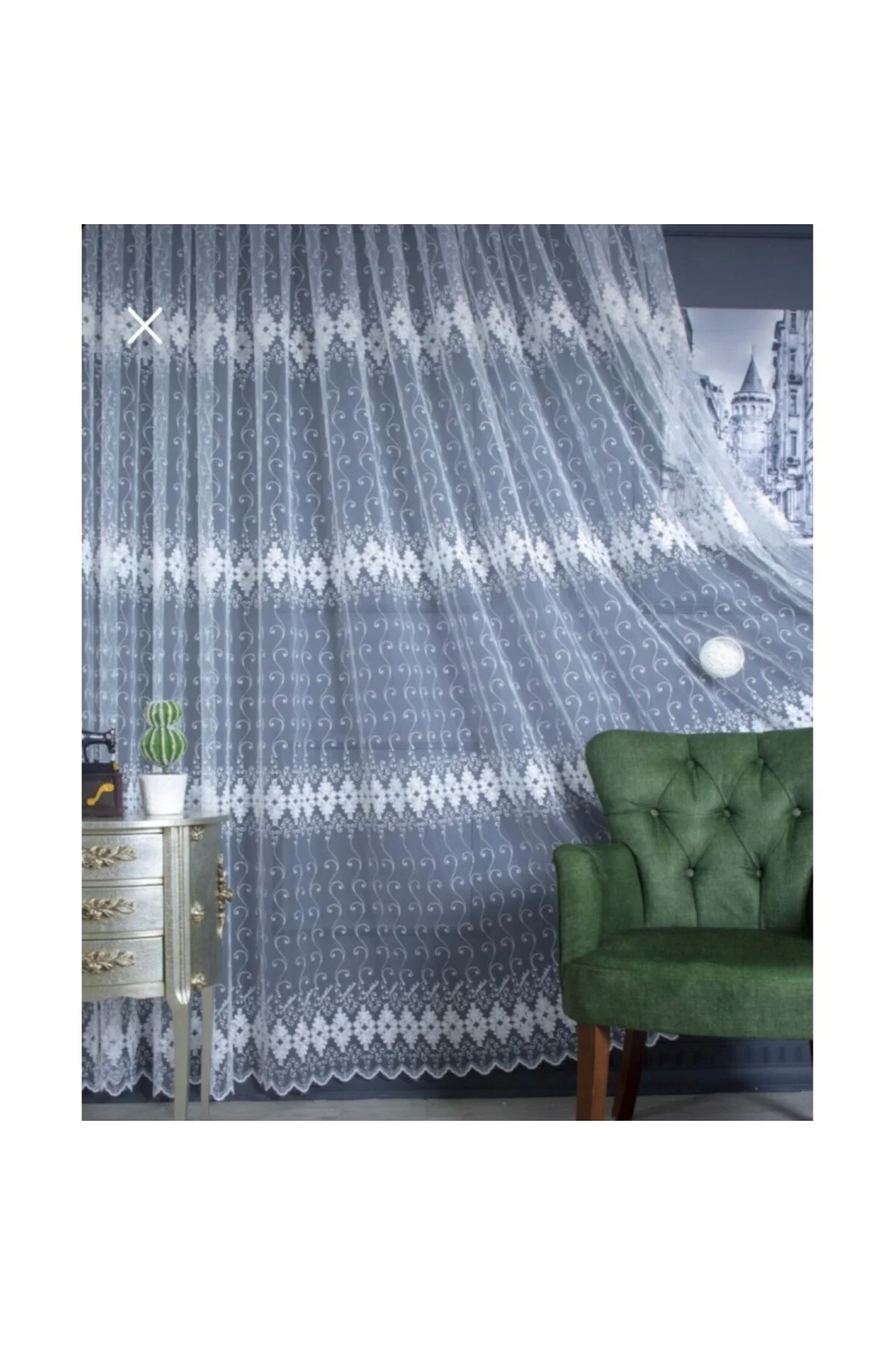 Üst Kalite Sanal Nakışlı Tül Perde (1x2,5 Pile)