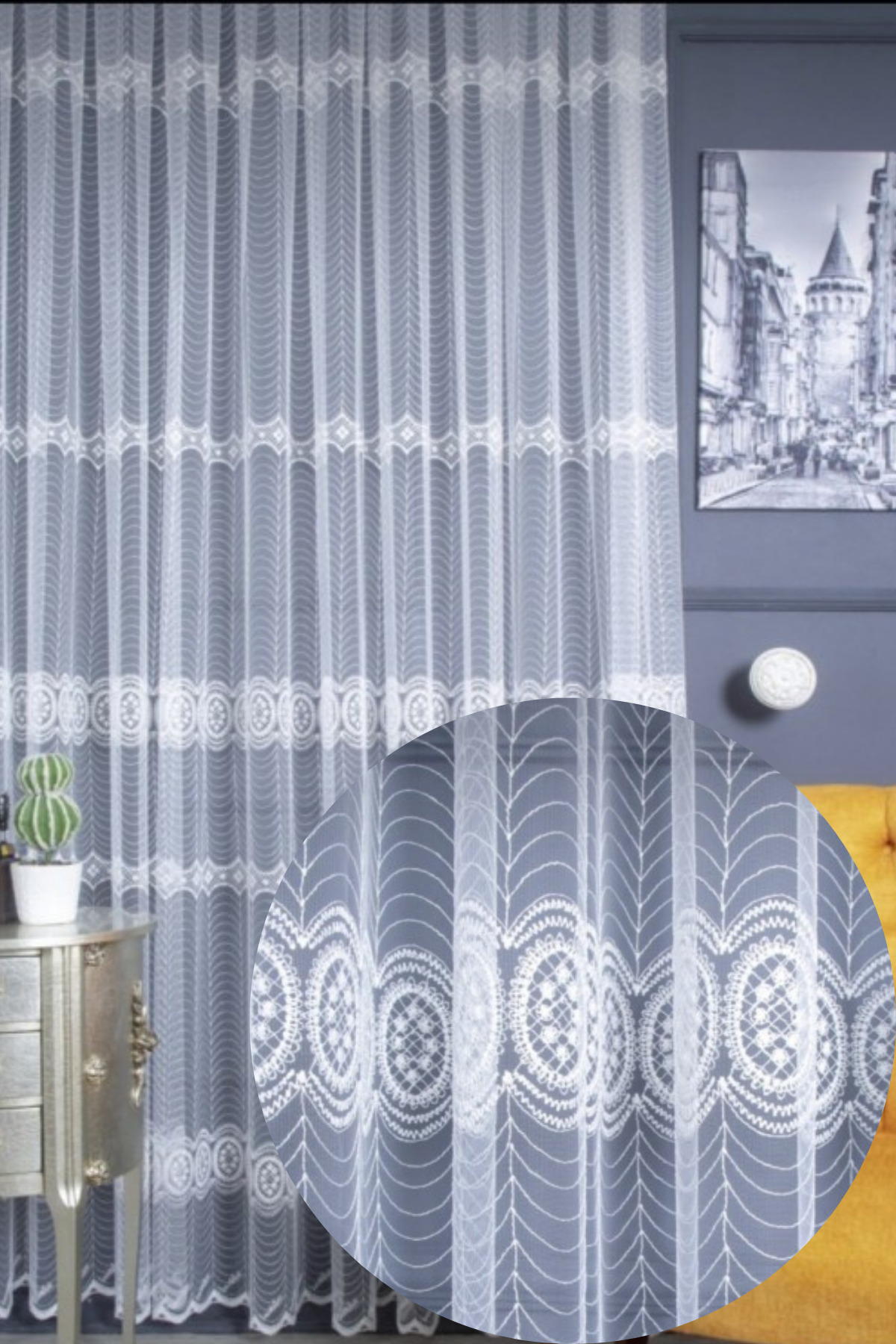 Özgün Home Üst Kalite Sanal Nakışlı Tül Perde (1X2,5 Pile)