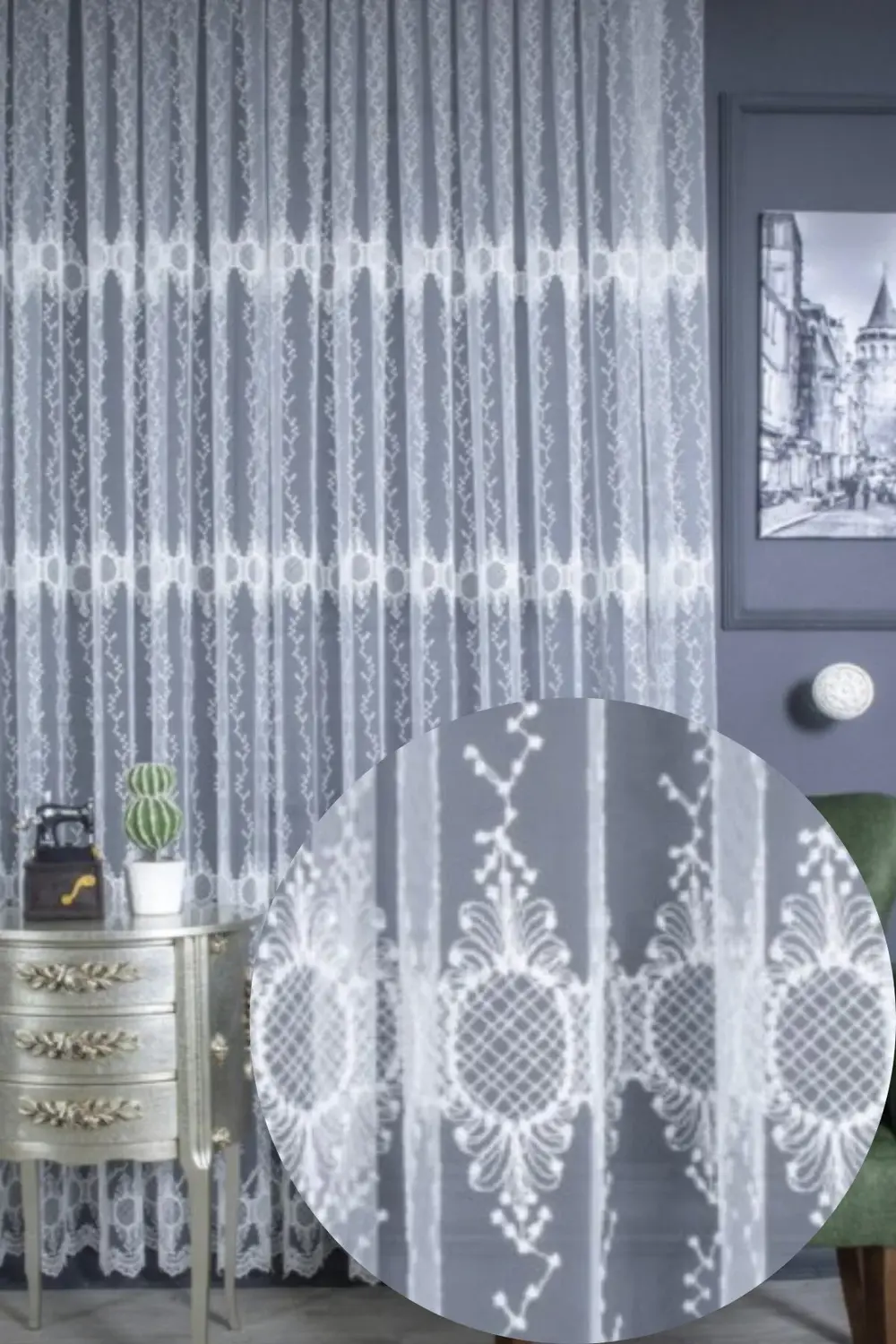 Üst Kalite Sanal Nakışlı Tül Perde (1x2,5 Pile)