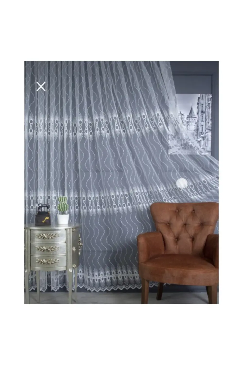 Üst Kalite Sanal Nakışlı Tül Perde (1x2,5 Pile)