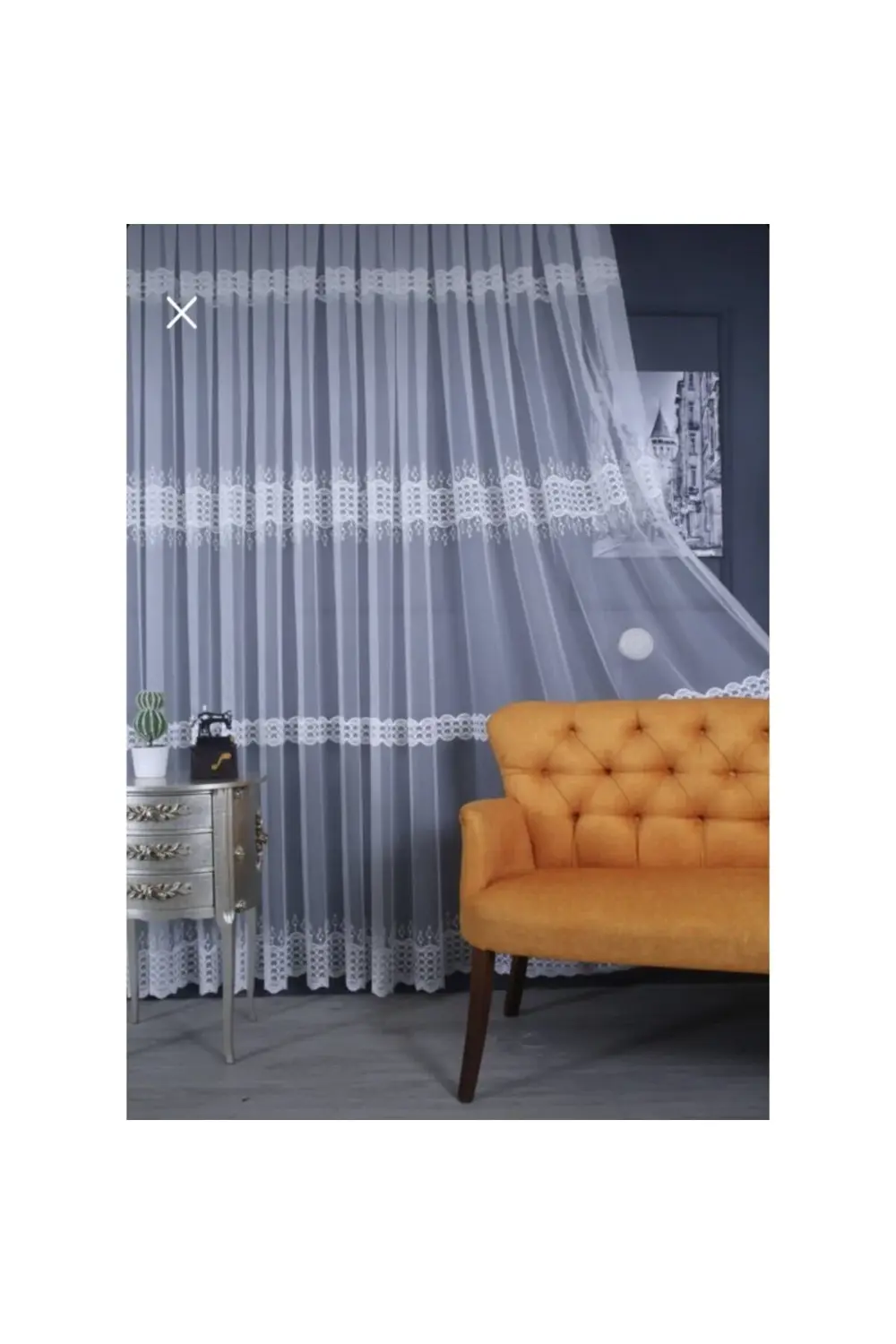 Üst Kalite Sanal Nakışlı Tül Perde (1x2,5 Pile)