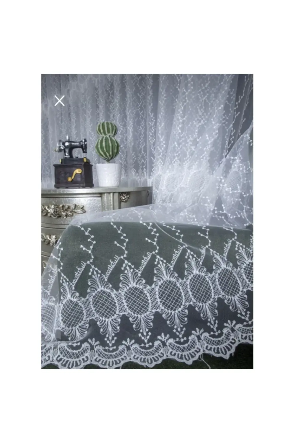 Üst Kalite Sanal Nakışlı Tül Perde (1x2,5 Pile)