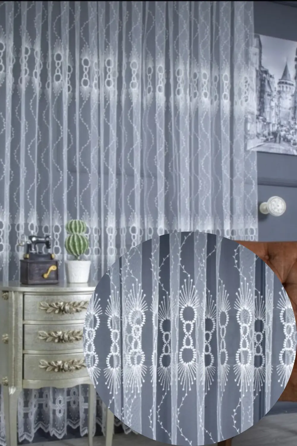 Üst Kalite Sanal Nakışlı Tül Perde (1x2,5 Pile)