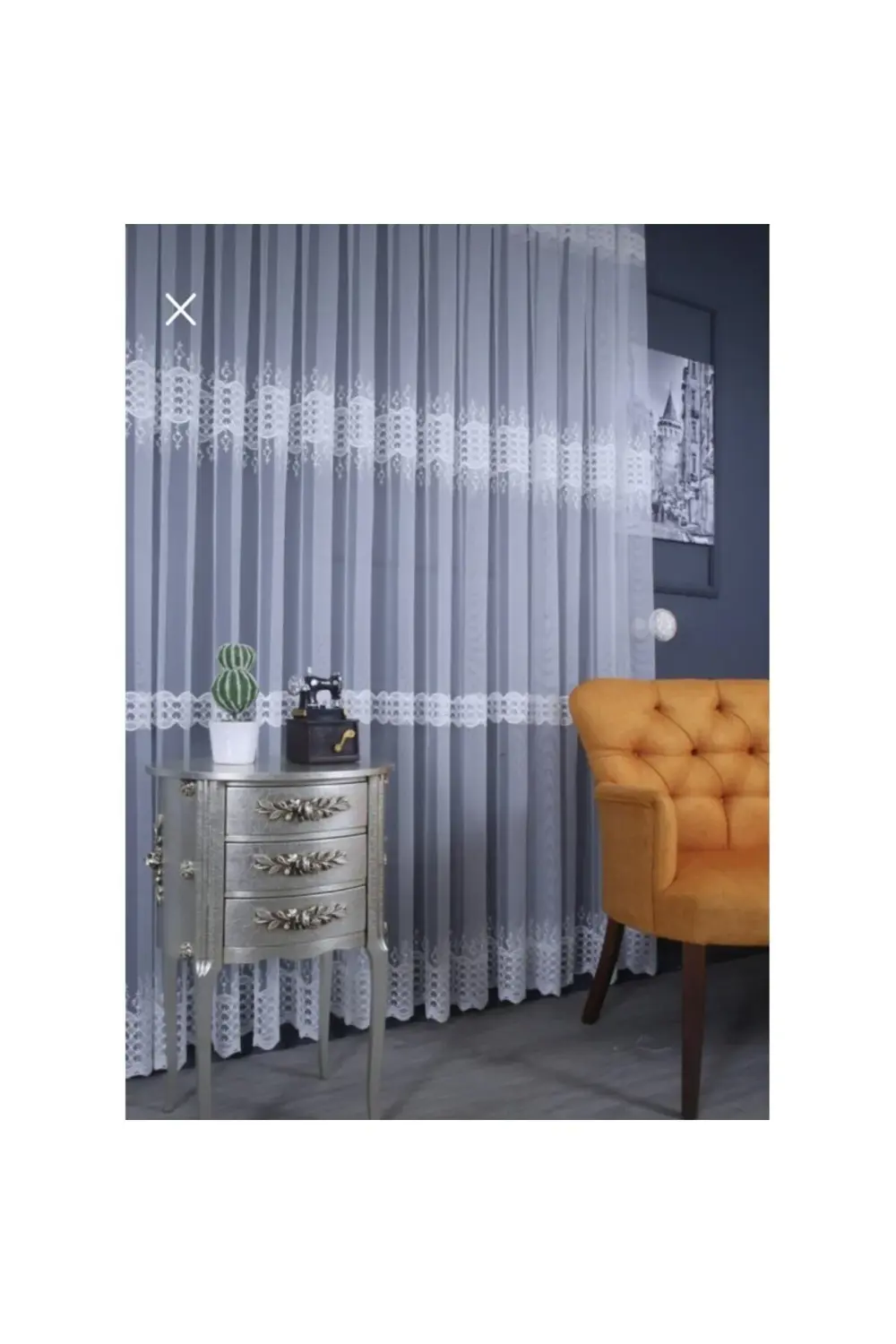 Üst Kalite Sanal Nakışlı Tül Perde (1x2,5 Pile)