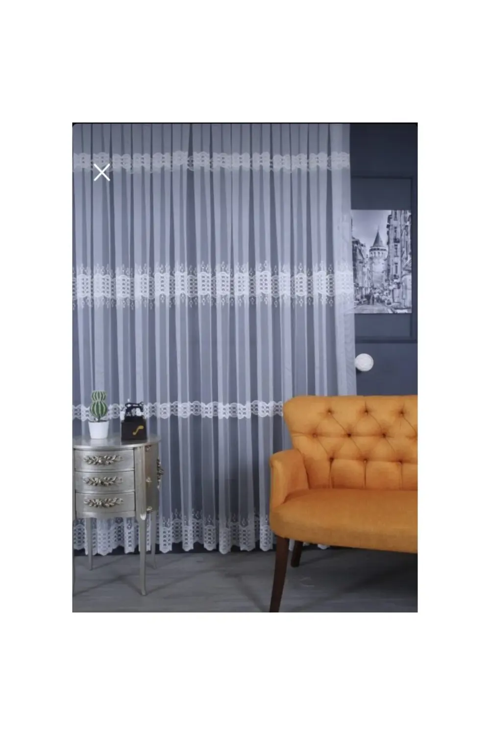 Üst Kalite Sanal Nakışlı Tül Perde (1x2,5 Pile)