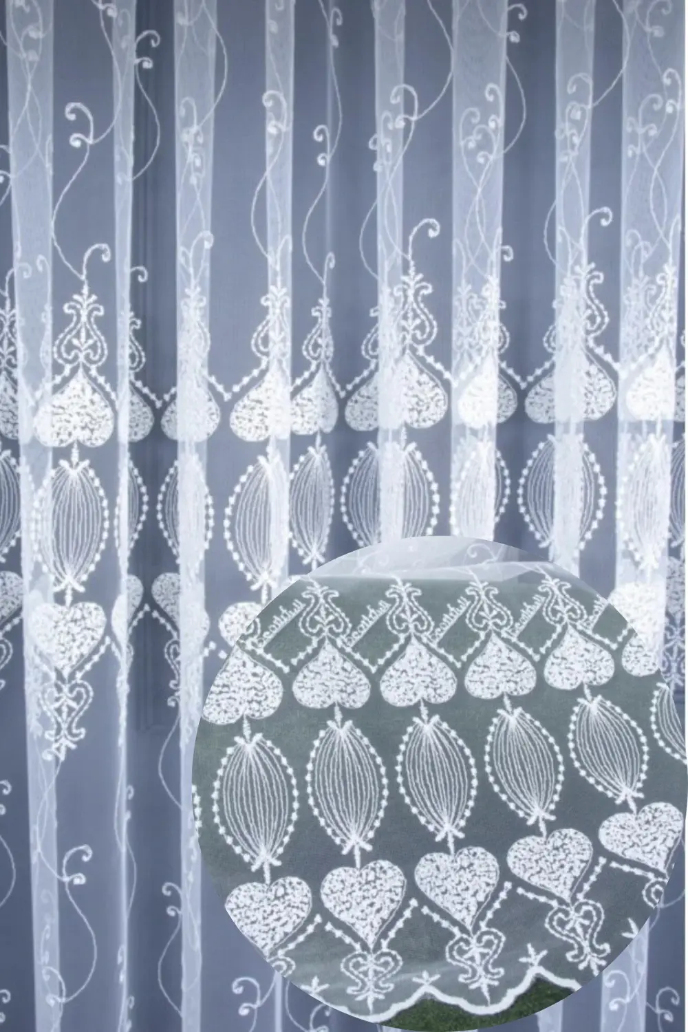 Üst Kalite Sanal Nakışlı Tül Perde (1x3 Pile)