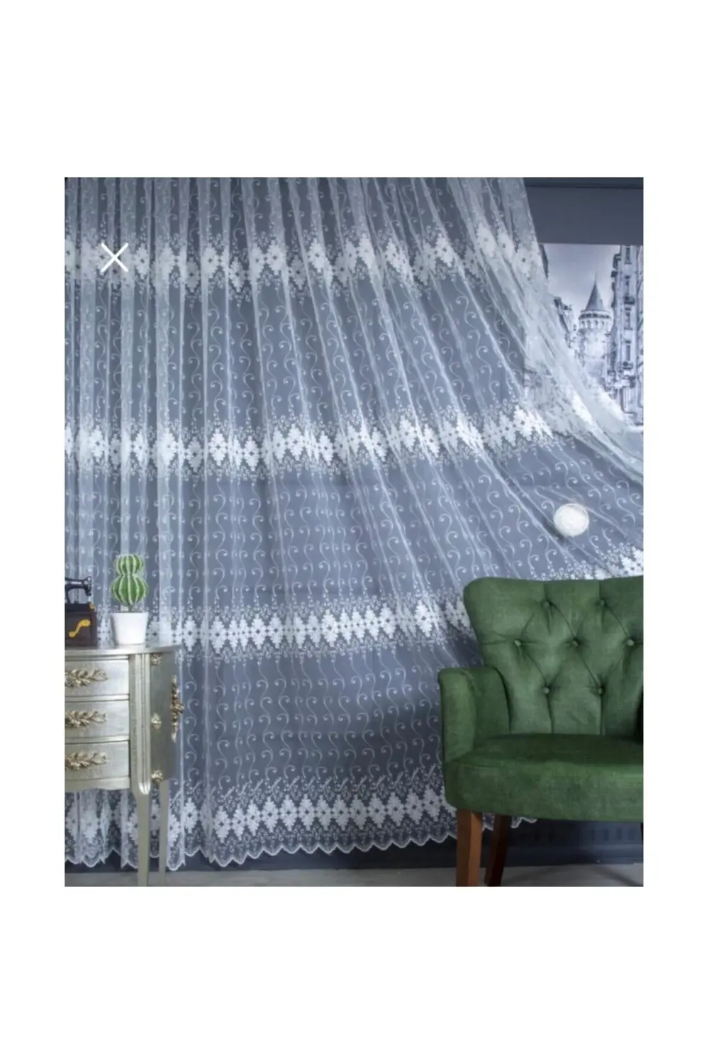 Üst Kalite Sanal Nakışlı Tül Perde (1x3 Pile)