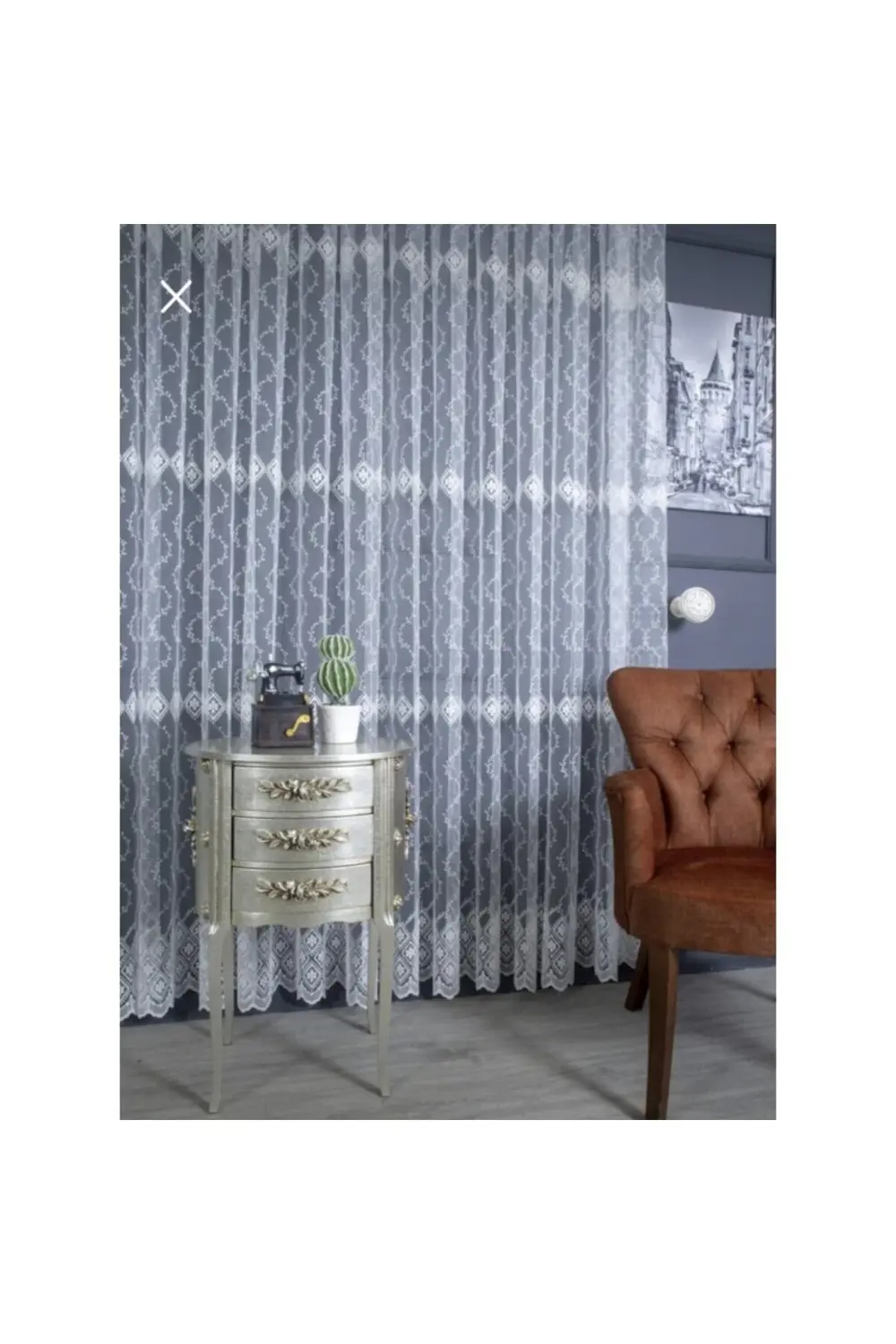 Üst Kalite Sanal Nakışlı Tül Perde (1x3 Pile)