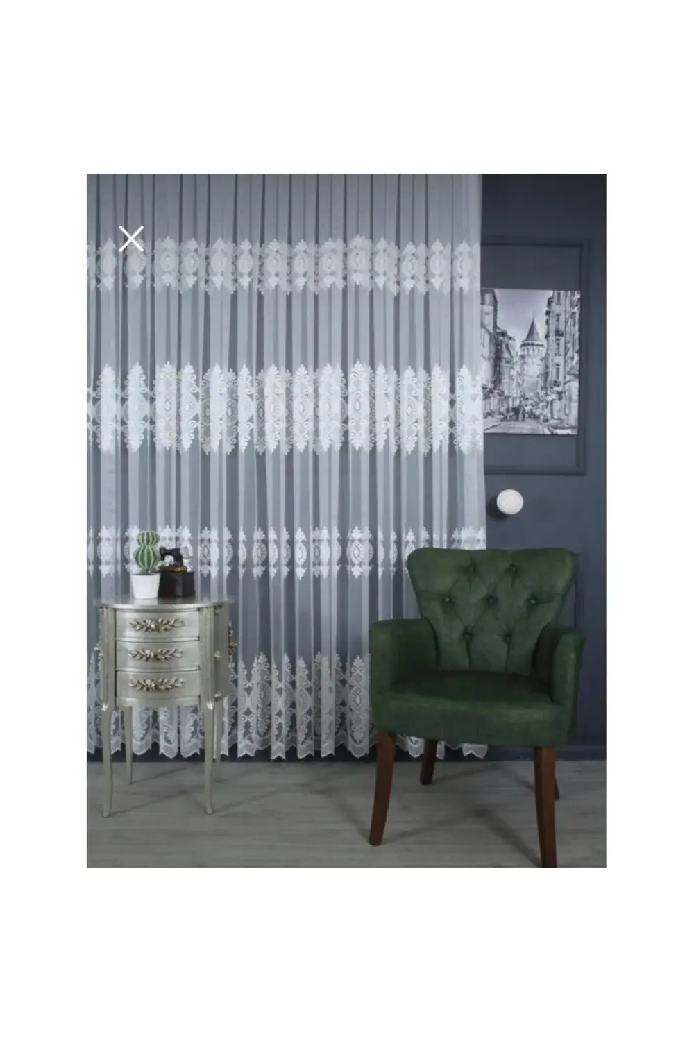 Üst Kalite Sanal Nakışlı Tül Perde (1x3 Pile)