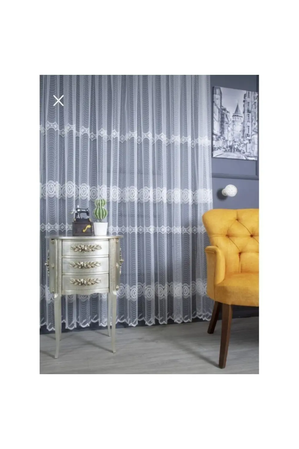 Üst Kalite Sanal Nakışlı Tül Perde (1x3 Pile)