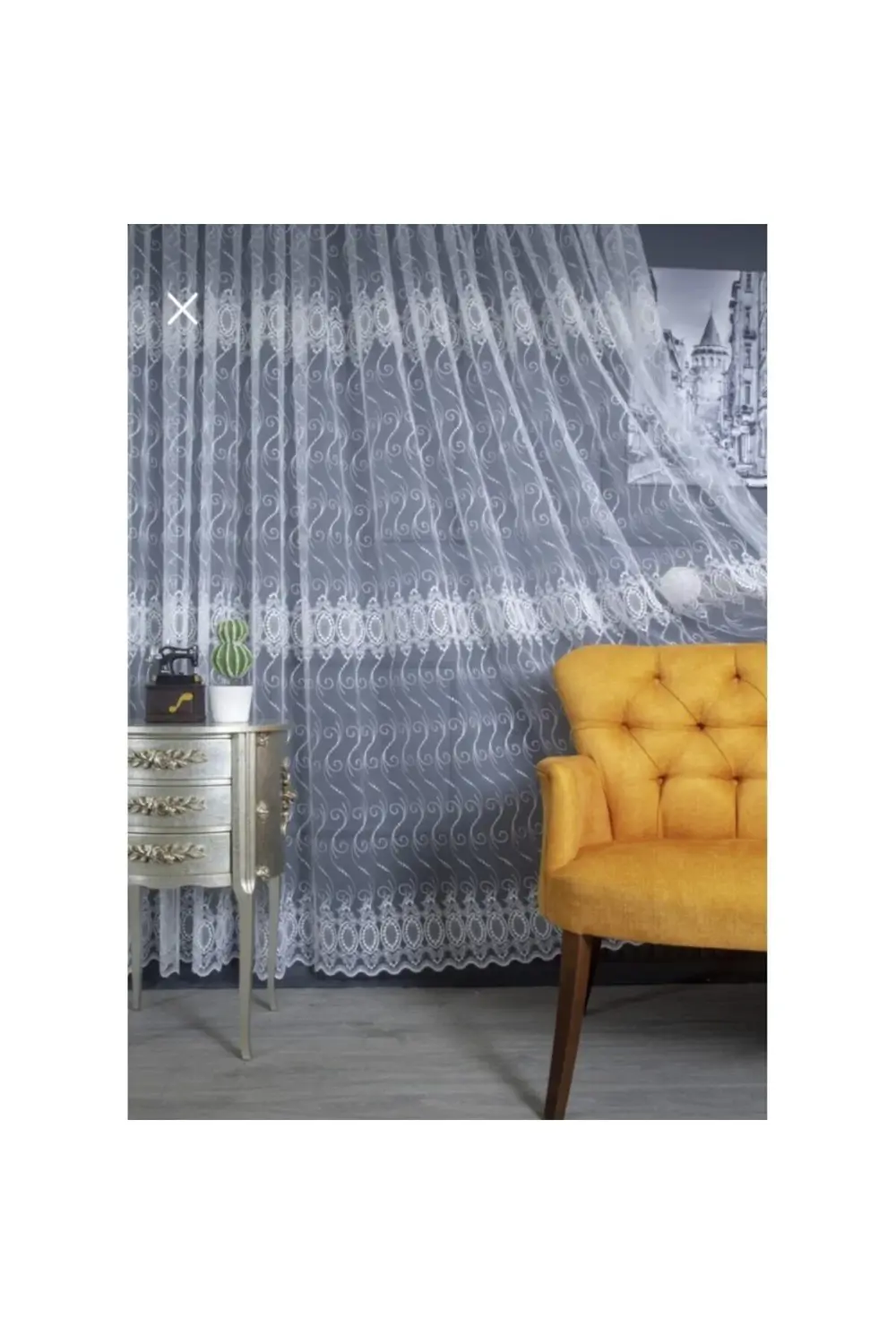 Üst Kalite Sanal Nakışlı Tül Perde (1x3 Pile)