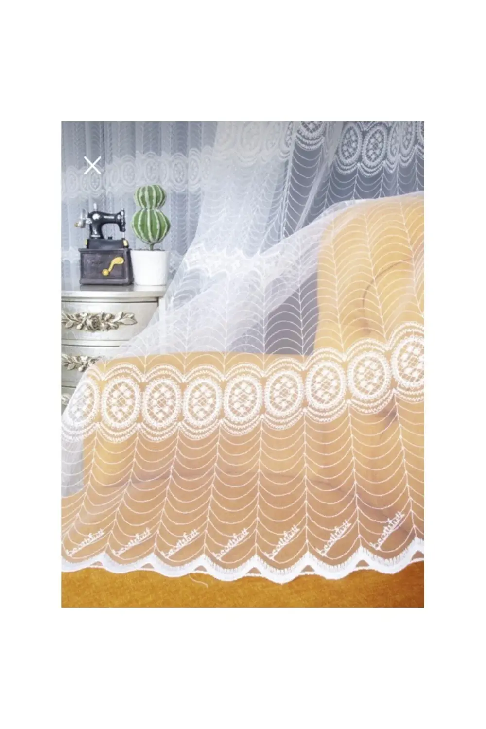 Üst Kalite Sanal Nakışlı Tül Perde (1x3 Pile)