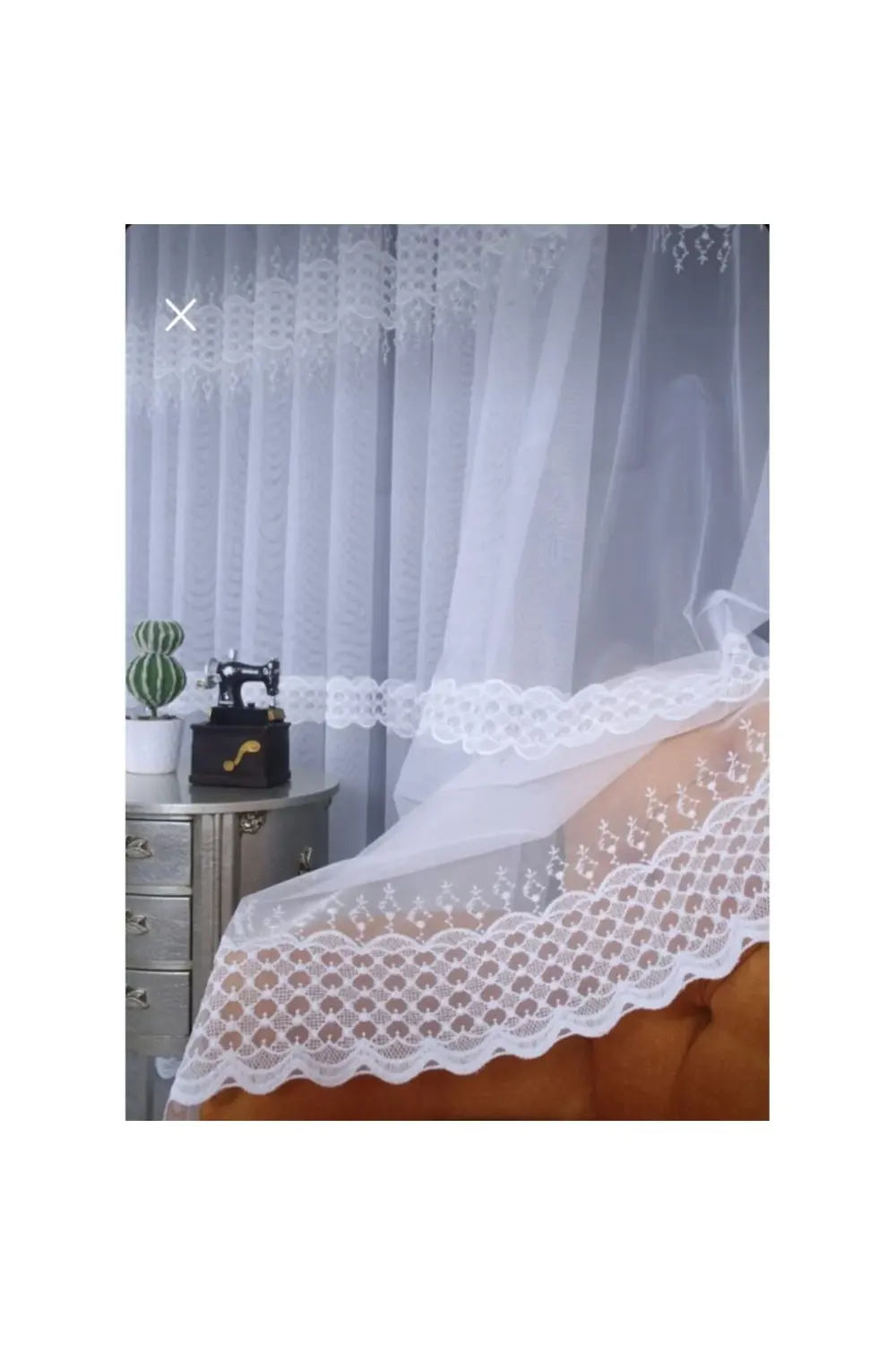 Üst Kalite Sanal Nakışlı Tül Perde (1x3 Pile)