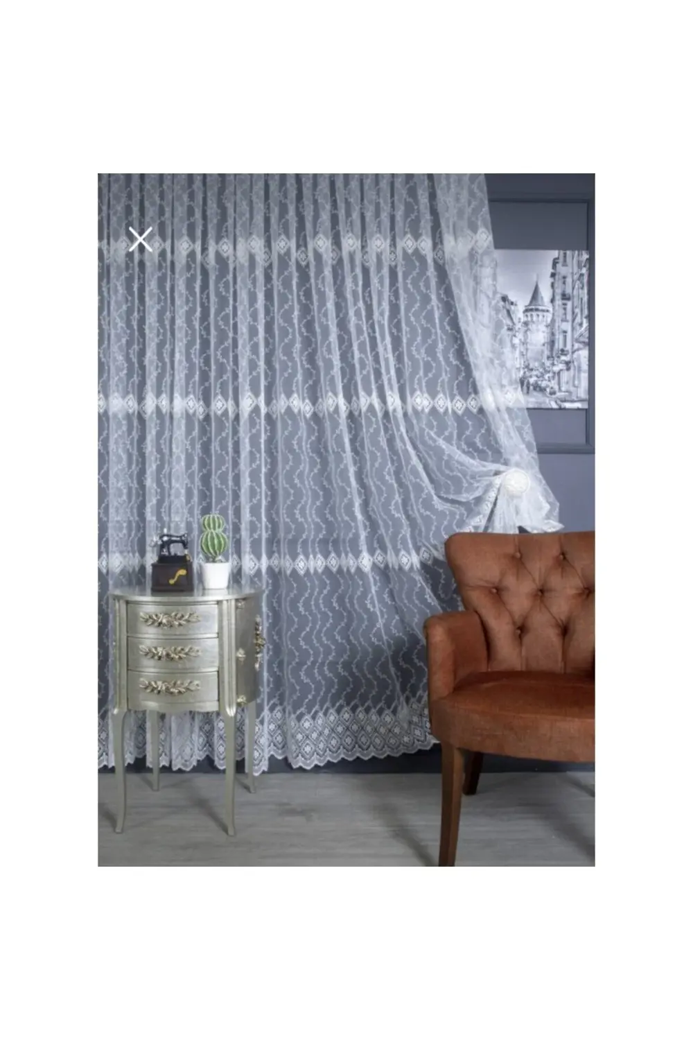 Üst Kalite Sanal Nakışlı Tül Perde (1x3 Pile)