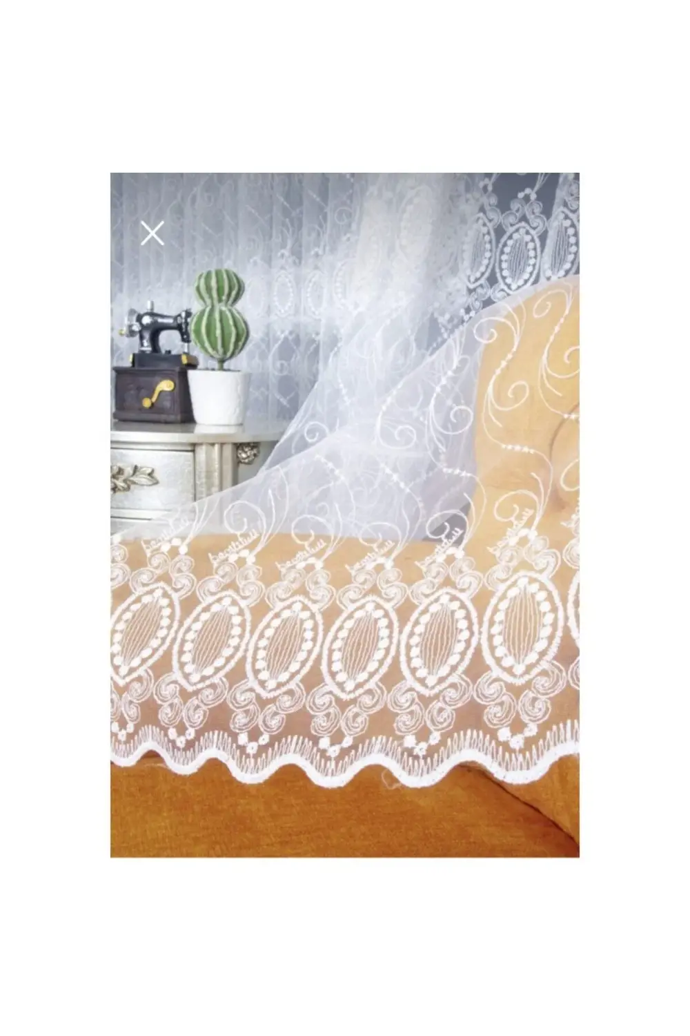 Üst Kalite Sanal Nakışlı Tül Perde (1x3 Pile)