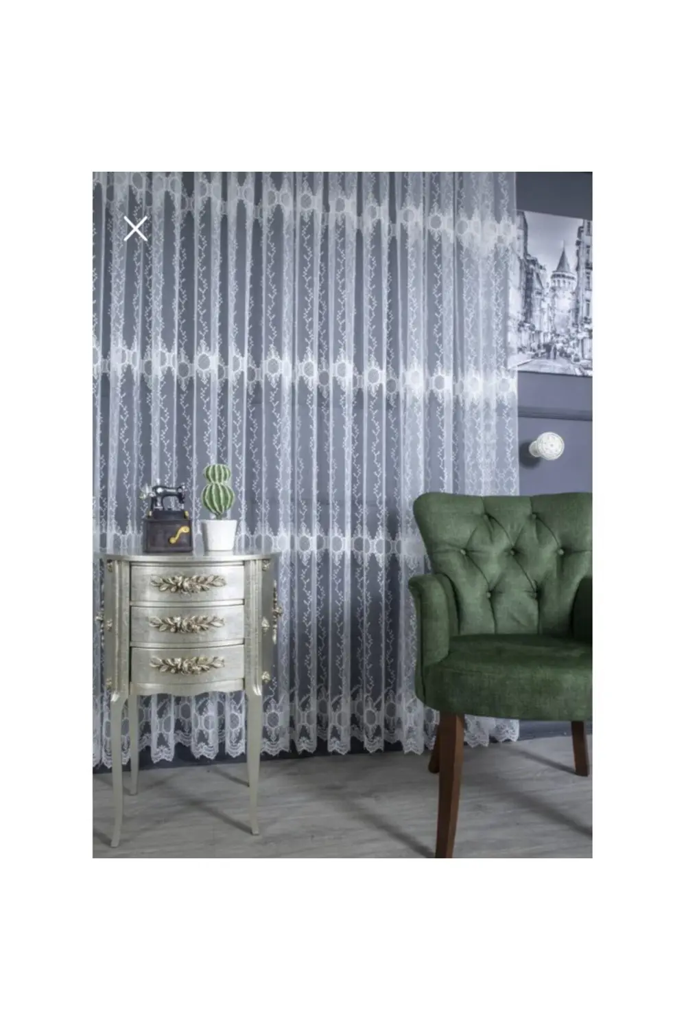 Üst Kalite Sanal Nakışlı Tül Perde (1x3 Pile)