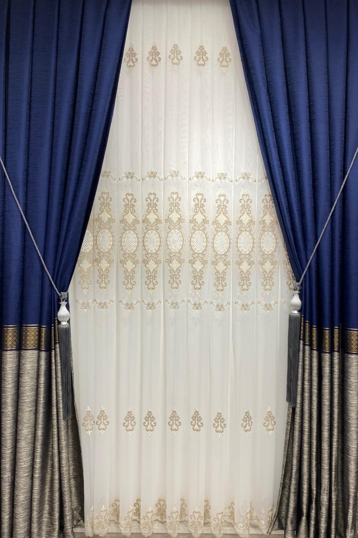 Özgün Home Üst Kalite Tt Zemin Nakışlı (1/3 Sık Pile) Tül Perde