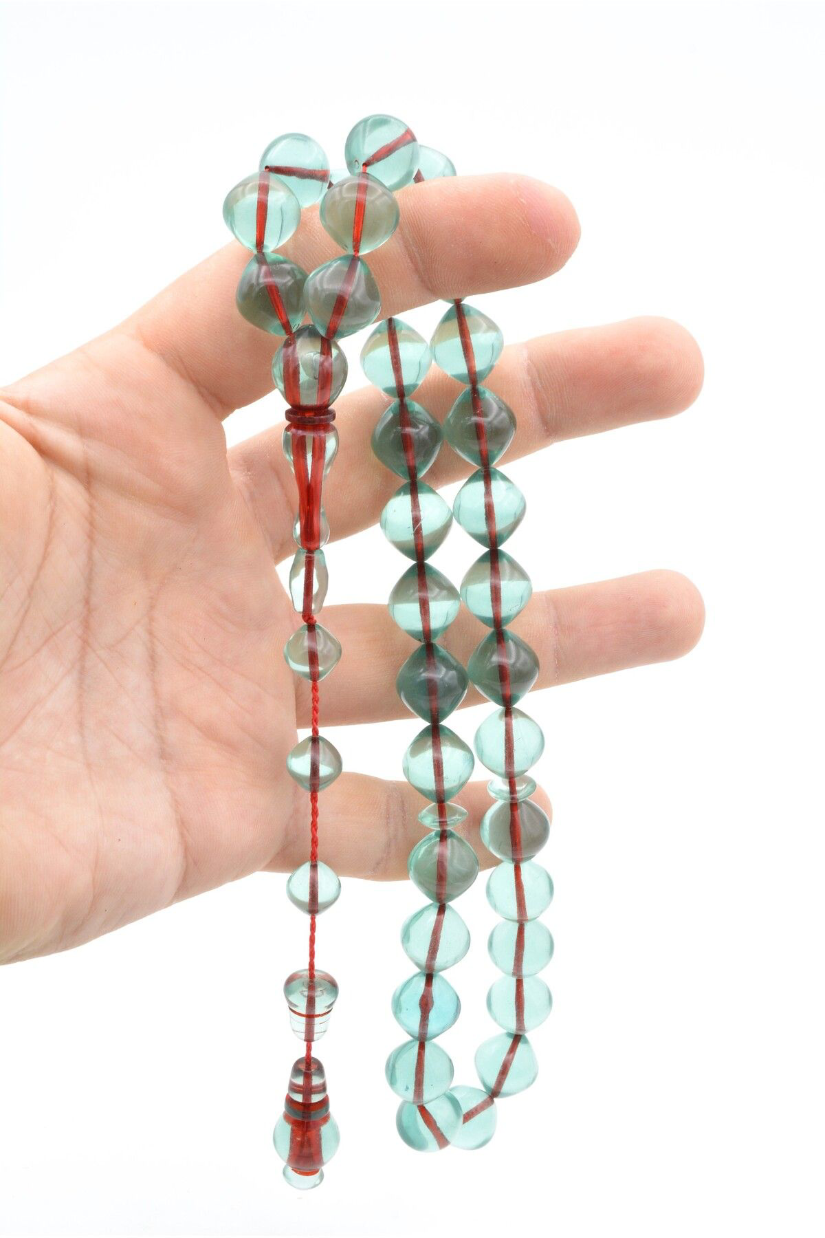 Usta Işi Beyzi Kesim Yeşil Toz Pres Kehribar Tesbih Dev Boy