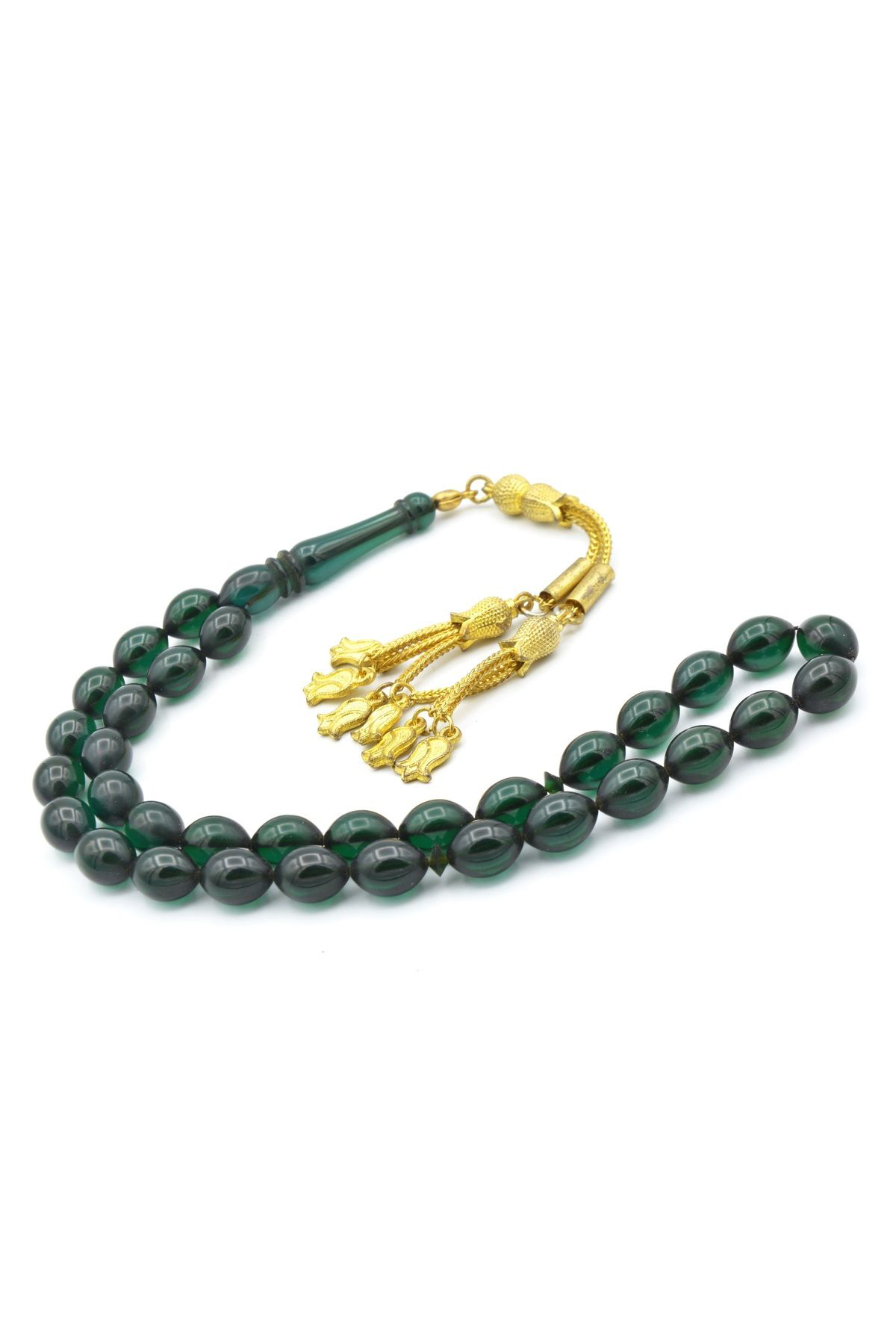 Usta Işi Sarı Püsküllü Lacivert Sıkma Kehribar Tesbih Iri Boy