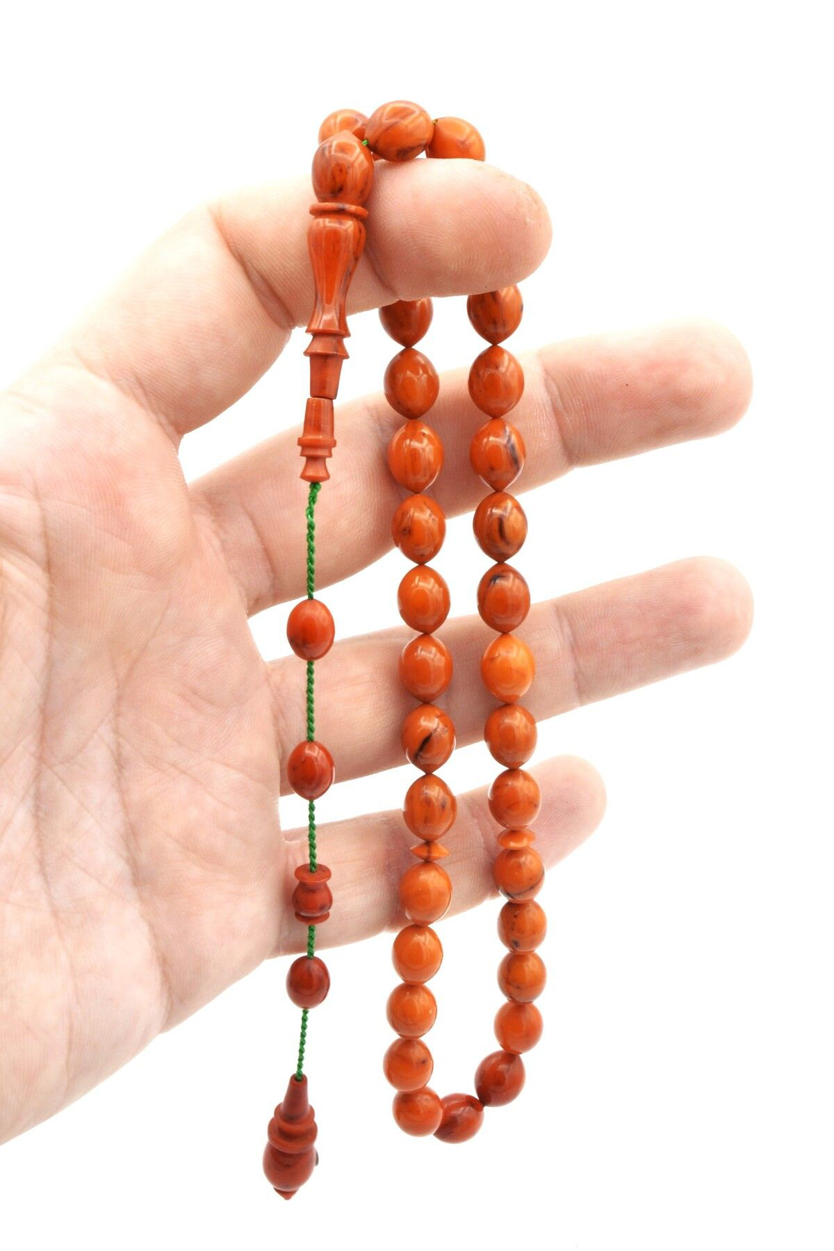 Usta Işi Sistemli Hareli Ten Rengi Sıkma Kehribar Tesbih