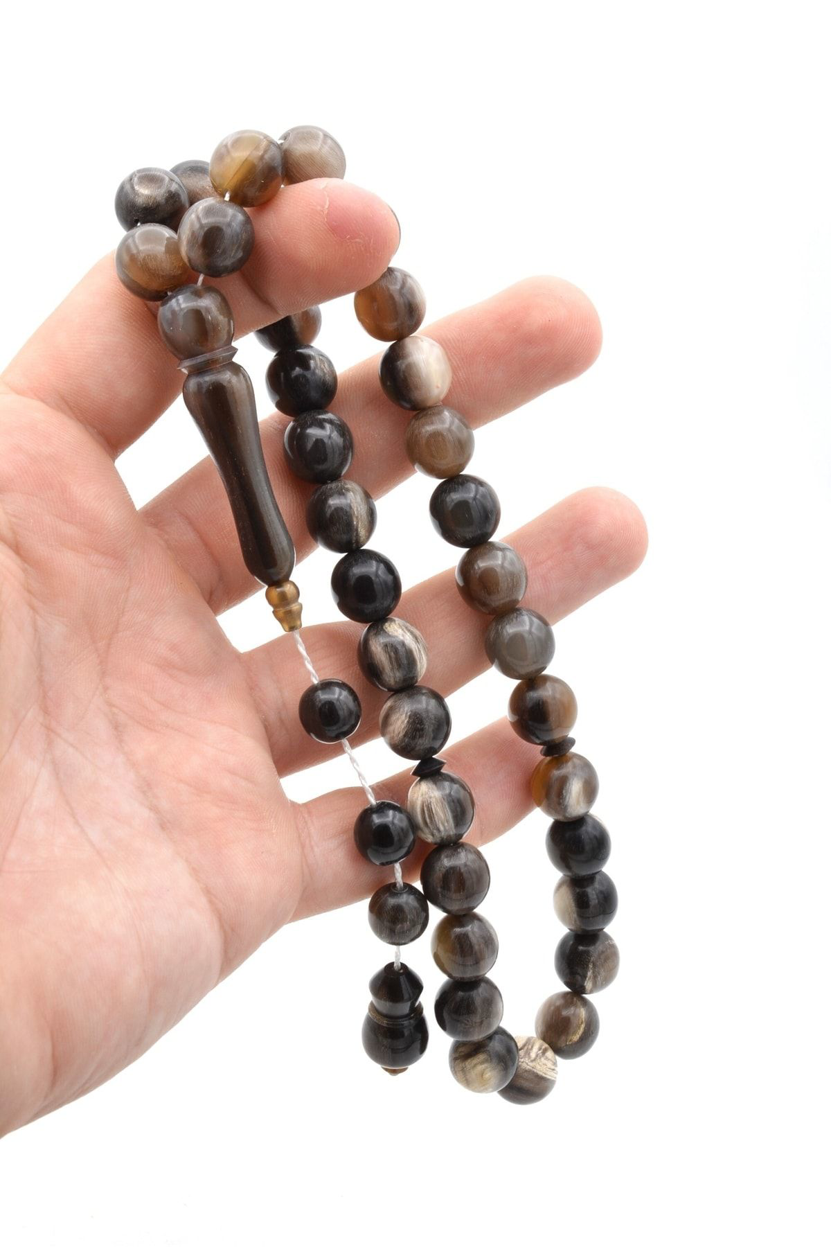 Murty99 Usta İşi Sistemli Küre Kesim Bufalo Boynuzu Tesbih 11.5 Mm