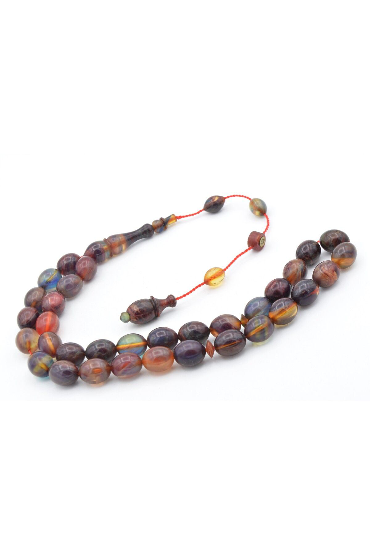 Murty99 Usta İşi Sistemli Beyzi Kesim Pembe Mavi Sıkma Kehribar Tesbih 208