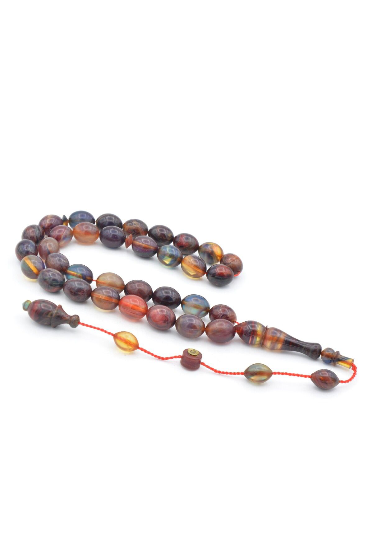 Murty99 Usta İşi Sistemli Beyzi Kesim Pembe Mavi Sıkma Kehribar Tesbih 208