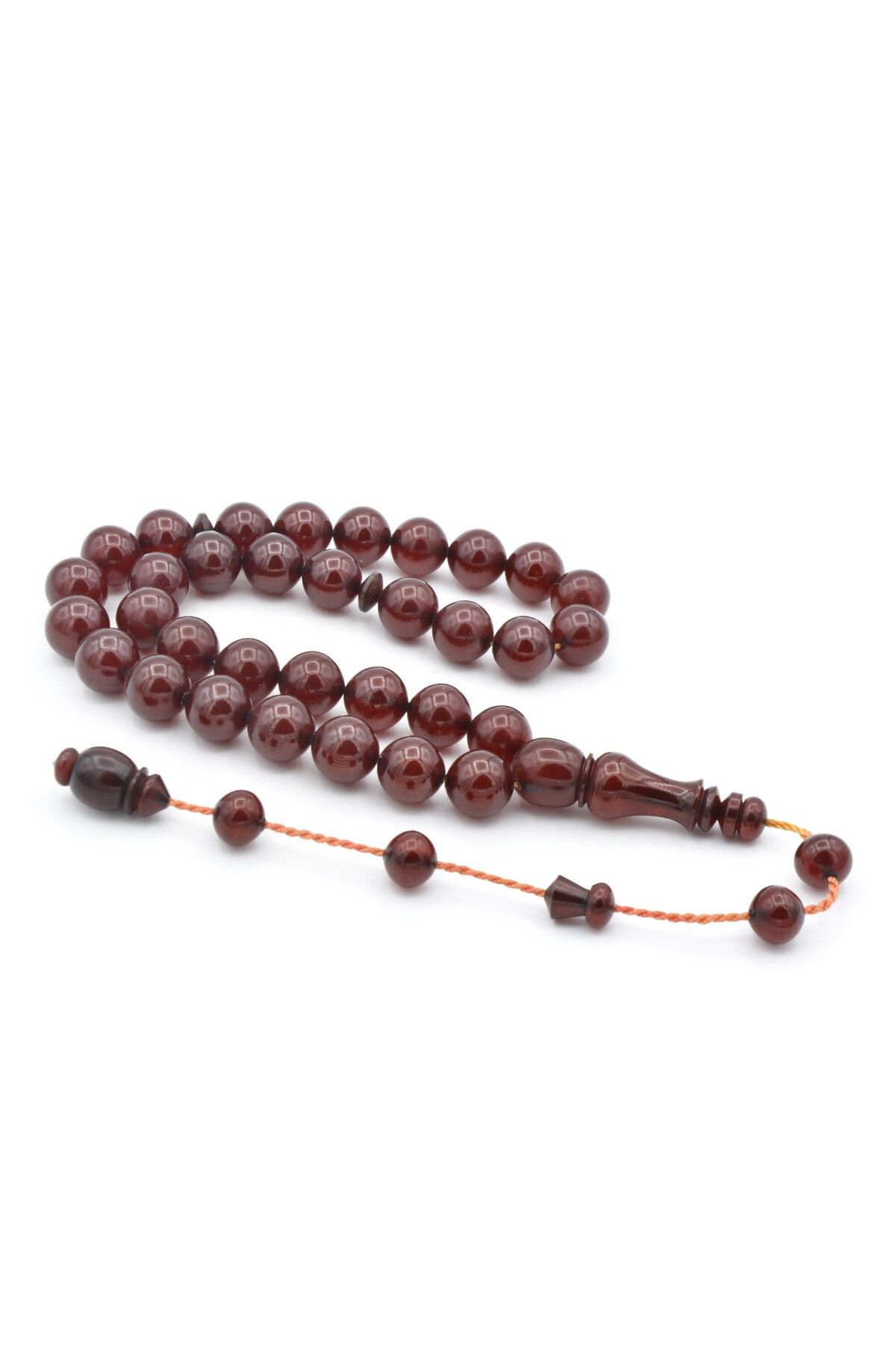 Murty99 Usta Yapımı Sistemli Küre Kesim Kahverengi Sıkma Kehribar Tesbih 200