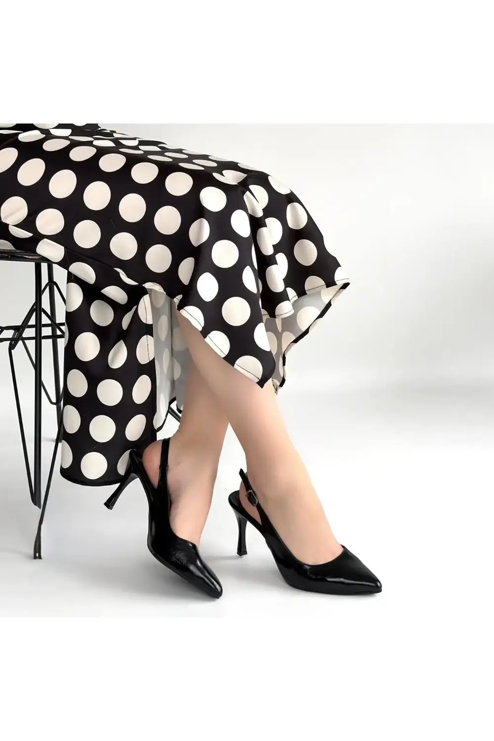 Uster Siyah Rugan Topuklu Ayakkabı