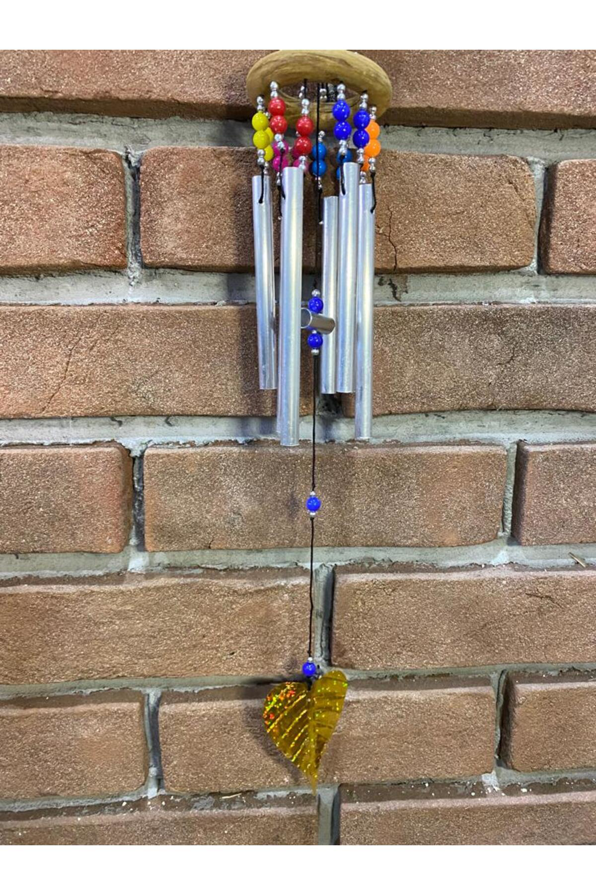 Elif Aksesuar Üstü Ahşap Altı Metallı Kaplumbağa Rüzgar Çanı