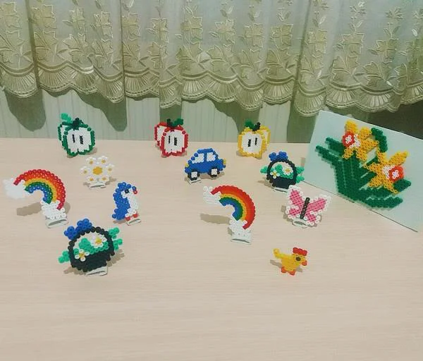 Ütü ile Yapışan 6000'li Renkli Boncuk-Tabla-Cımbız 3'lü Set